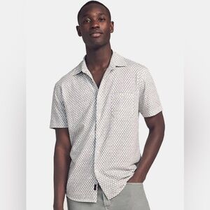 New! Faherty Short Sleeve Knit Coast Fishscale Print Shirt